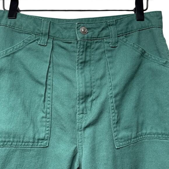 Divided H&M Size 6 Green Carpenter Cargo Pants Straight Leg High Rise Cotton - Picture 2 of 6